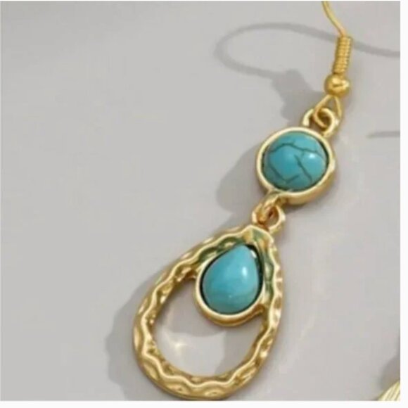 ⭐️❤️ FREE Abstract Turquoise Outline Drop Round Chic Faux Glam Hipster Earrings - Picture 4 of 8